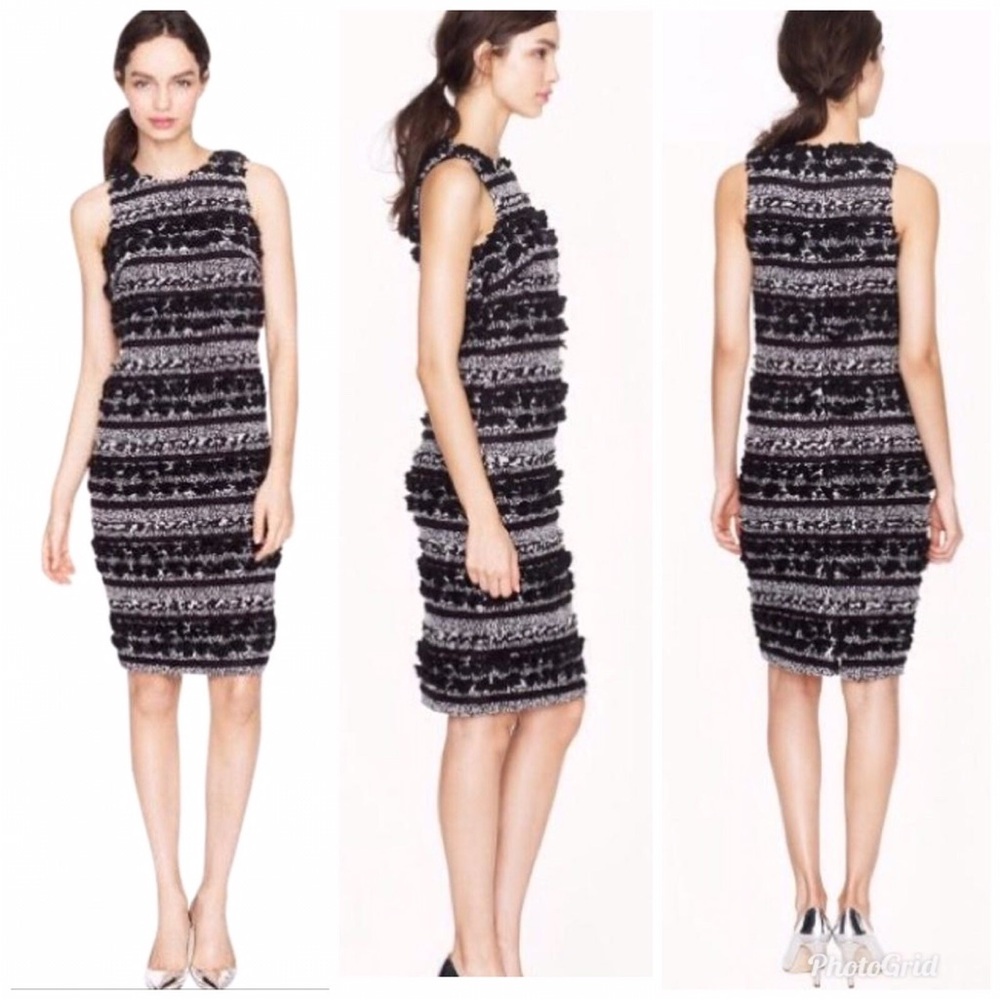 J. Crew Collection Pom Pom Tweed Boucle Shift Dress size 6